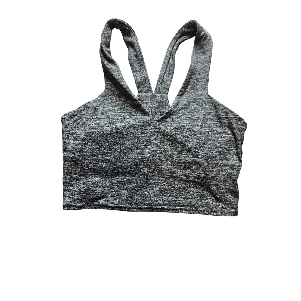 Quince Space Dye Gray Performance Cropped Tank Top Small Athletic Yoga Gym